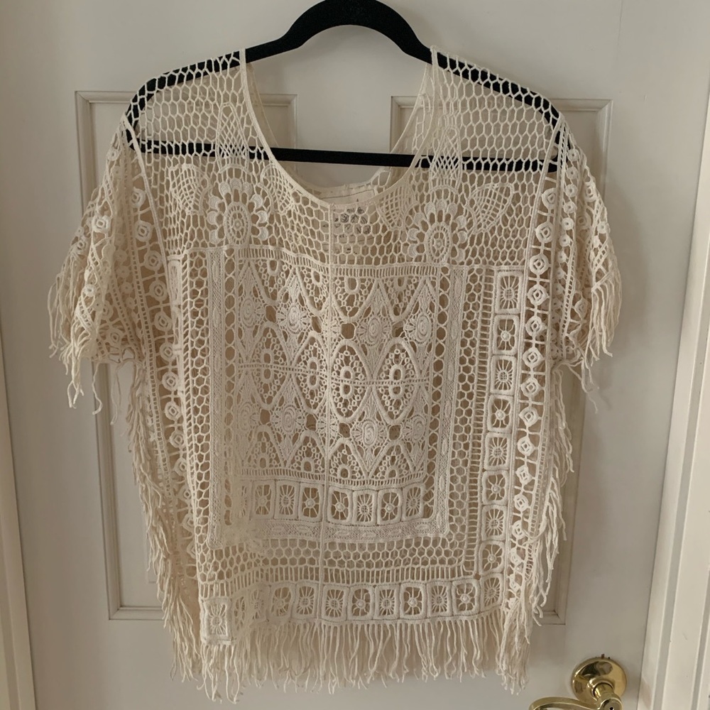 Anthropologie cream knit top